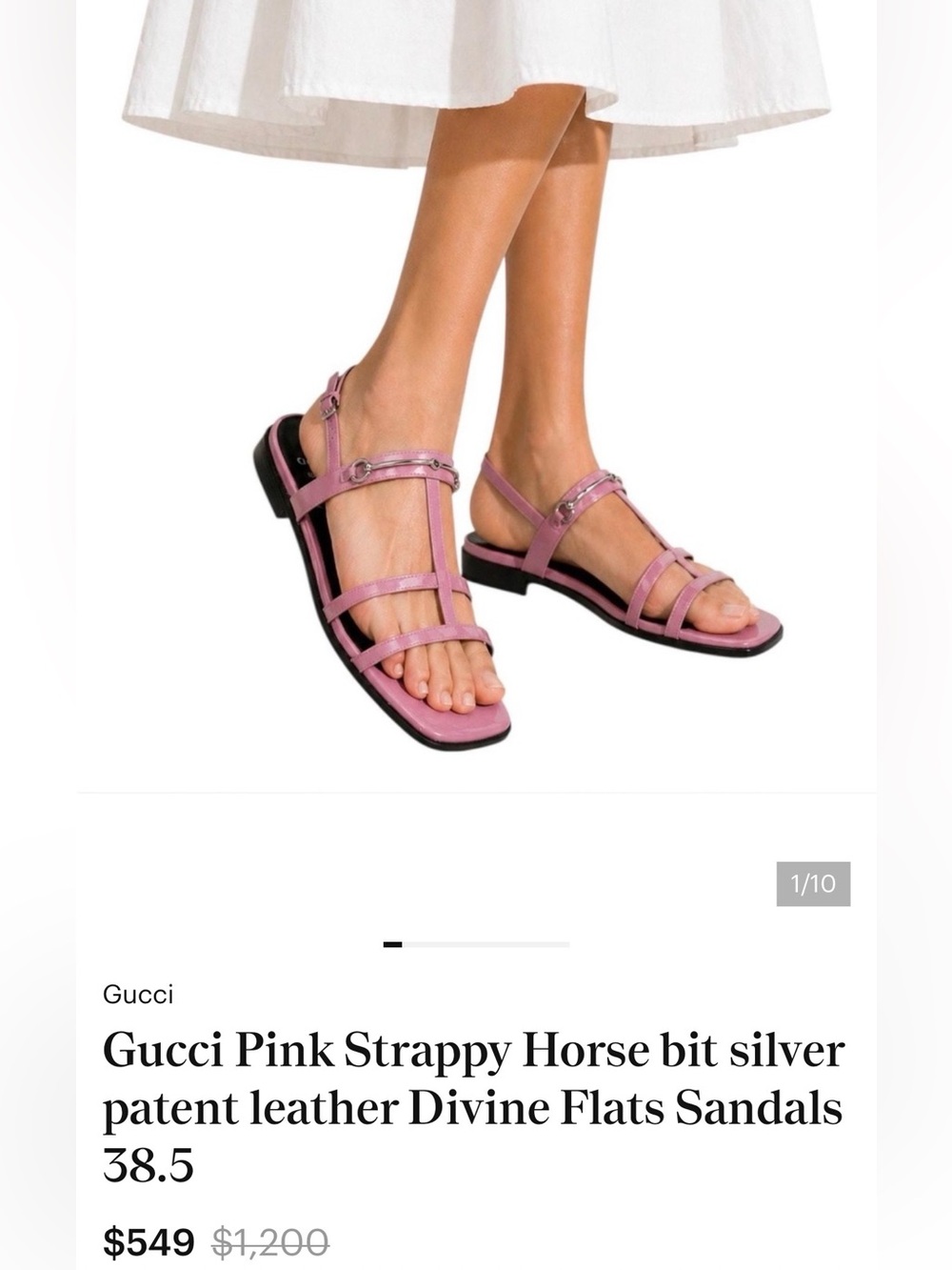 Gucci Black Patent Leather Silver Horsebit Divine Cage Flate Sandals (Size 38.5) - Picture 16 of 16
